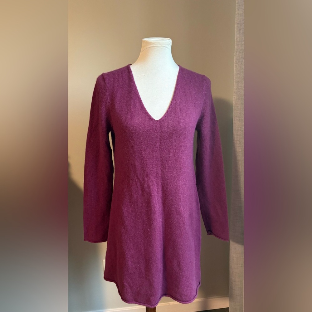 Eileen Fisher 100% Cashmere V-Neck Knit Tunic Dress Size M